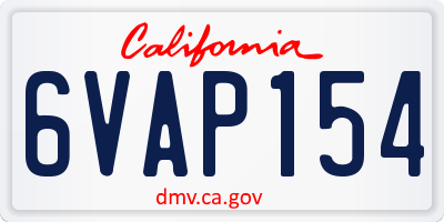 CA license plate 6VAP154