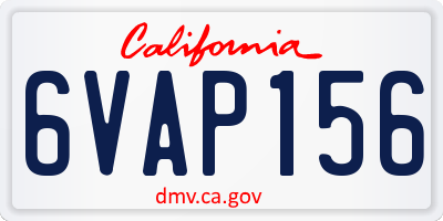 CA license plate 6VAP156