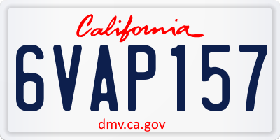 CA license plate 6VAP157