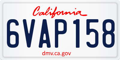 CA license plate 6VAP158
