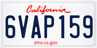 CA license plate 6VAP159