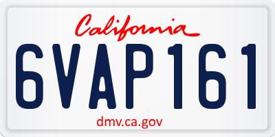 CA license plate 6VAP161