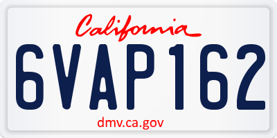 CA license plate 6VAP162