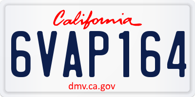 CA license plate 6VAP164