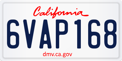 CA license plate 6VAP168
