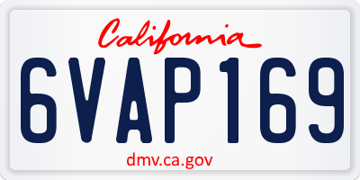 CA license plate 6VAP169