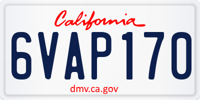 CA license plate 6VAP170