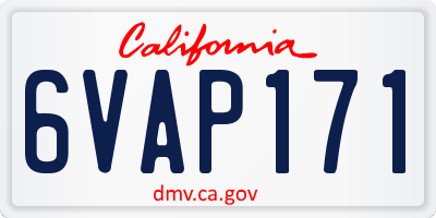 CA license plate 6VAP171