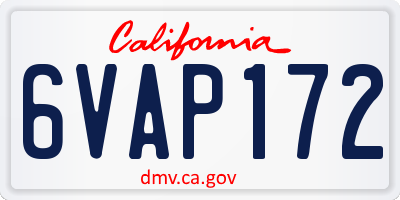 CA license plate 6VAP172