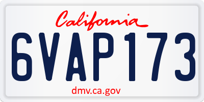 CA license plate 6VAP173