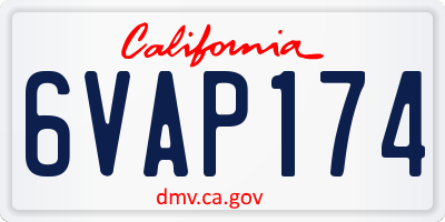 CA license plate 6VAP174