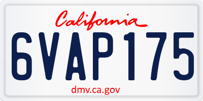 CA license plate 6VAP175