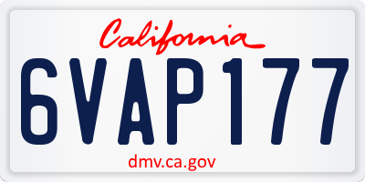 CA license plate 6VAP177