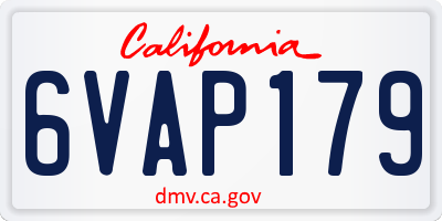CA license plate 6VAP179