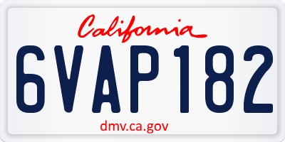 CA license plate 6VAP182