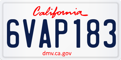 CA license plate 6VAP183