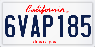 CA license plate 6VAP185