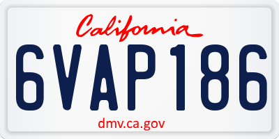 CA license plate 6VAP186