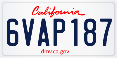 CA license plate 6VAP187