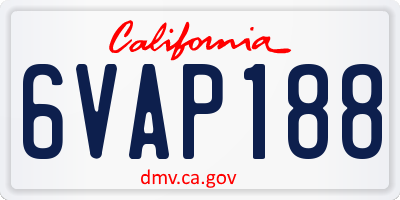 CA license plate 6VAP188