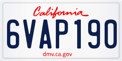 CA license plate 6VAP190