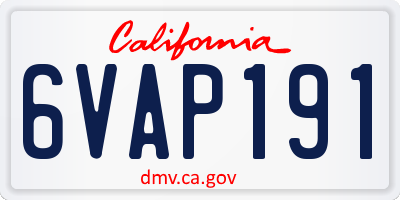 CA license plate 6VAP191
