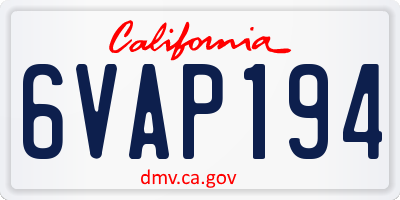 CA license plate 6VAP194