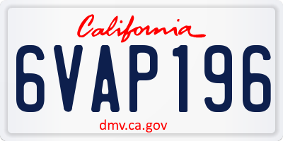 CA license plate 6VAP196