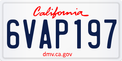 CA license plate 6VAP197