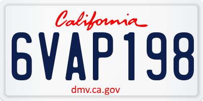 CA license plate 6VAP198