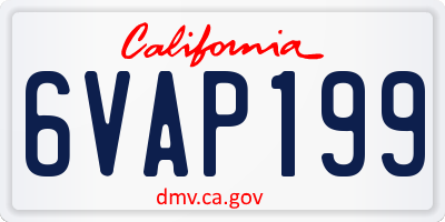CA license plate 6VAP199