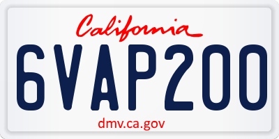 CA license plate 6VAP200