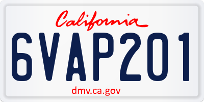 CA license plate 6VAP201