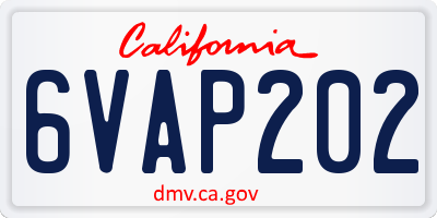 CA license plate 6VAP202