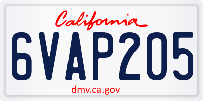 CA license plate 6VAP205