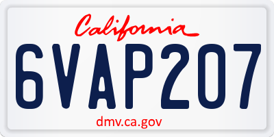 CA license plate 6VAP207
