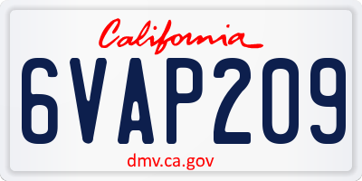 CA license plate 6VAP209