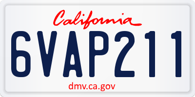 CA license plate 6VAP211