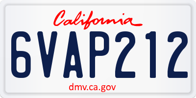 CA license plate 6VAP212