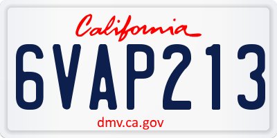 CA license plate 6VAP213