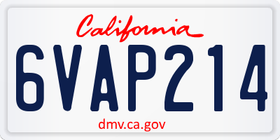CA license plate 6VAP214