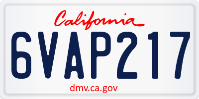 CA license plate 6VAP217