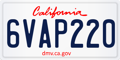 CA license plate 6VAP220