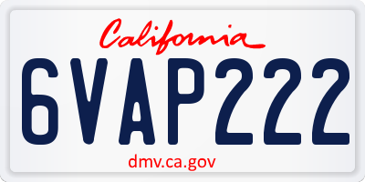 CA license plate 6VAP222