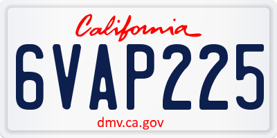 CA license plate 6VAP225