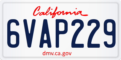 CA license plate 6VAP229