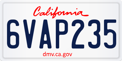 CA license plate 6VAP235