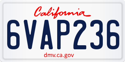 CA license plate 6VAP236