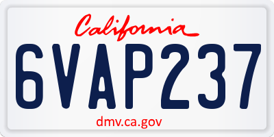 CA license plate 6VAP237