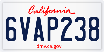 CA license plate 6VAP238